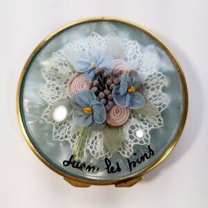 Vintage Sabor compact silk flowers 24k Gold Gilded Nickel Juan-les-Pins France
